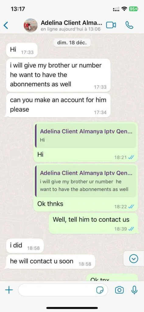 Confirmation de renouvellement d'abonnement tv speedy WhatsApp 5